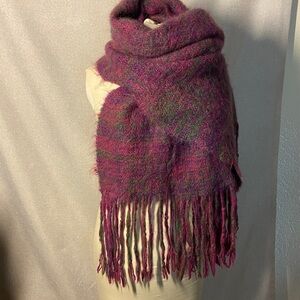 Vintage Mohair Multicolor Woven  Scarf- Wrap.
